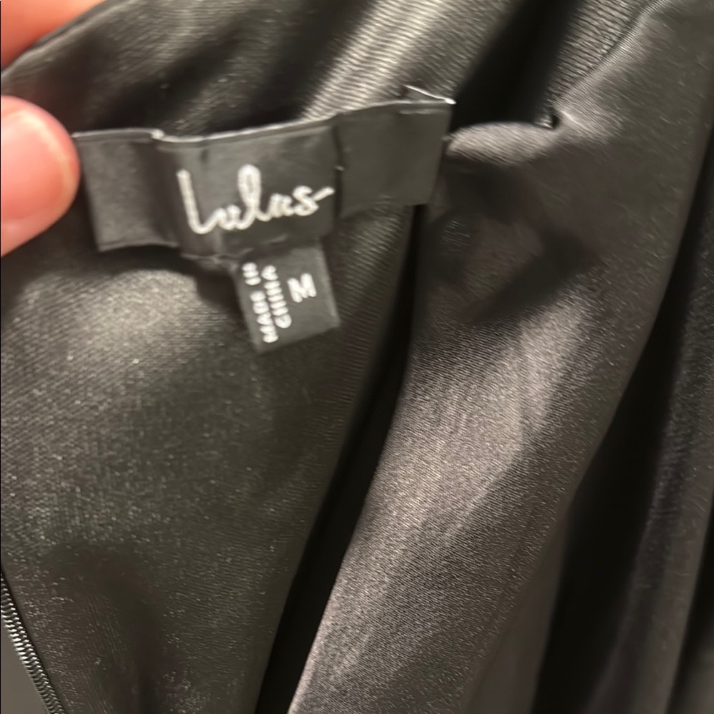 Lulu’s Effortlessly Sensational Black Satin Backless Maxi Dress Medium - Picture 8 of 9